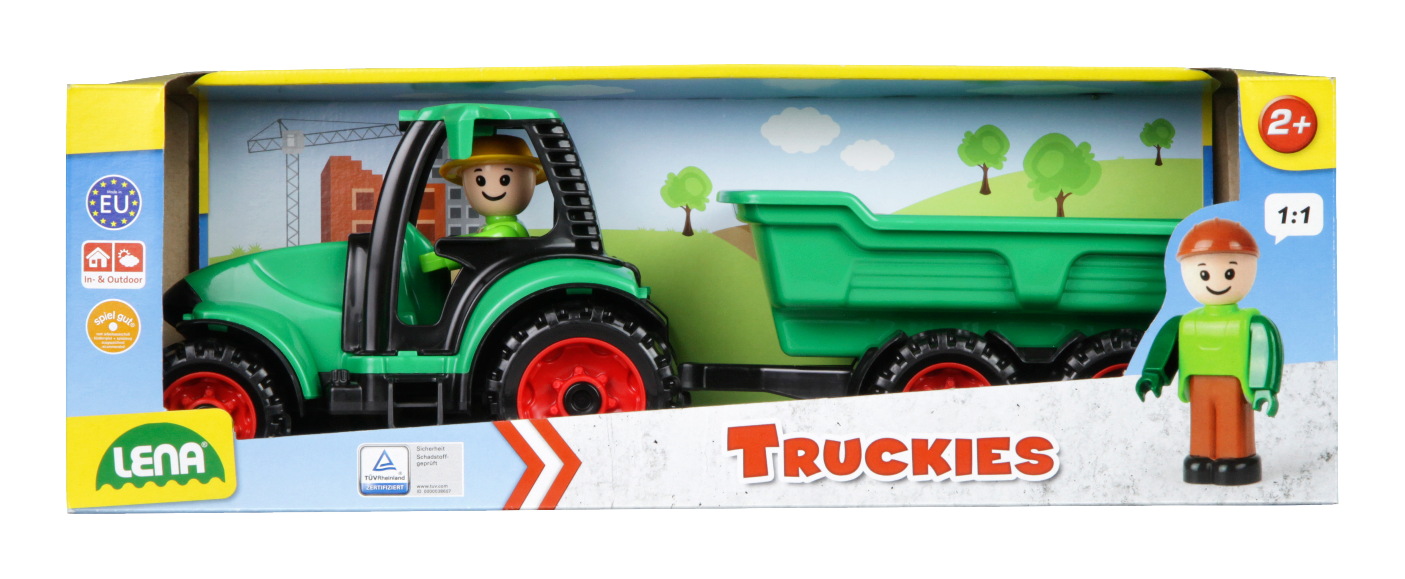 LENA 01625 Truckies Farm Traktor med anhænger 36cm